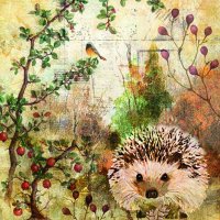 Serviette Cocktail Herbst Igel 25 cm VE Set à 20 St Serviette Cocktail Herbst Igel 25 cm VE Set à 20 St