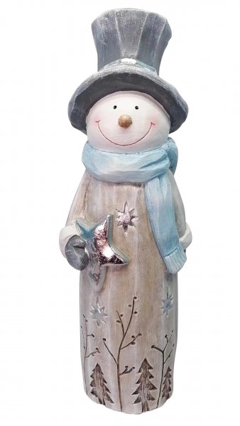 Schneemann mit Zylinder und Schal 50,5 cm