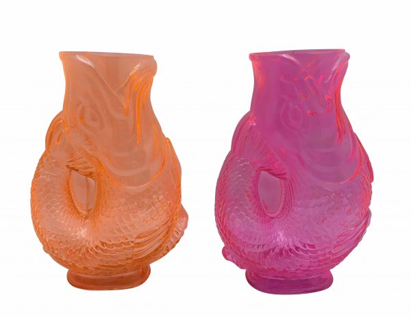 Glasvase Fisch 2-farbig sortiert 23 cm