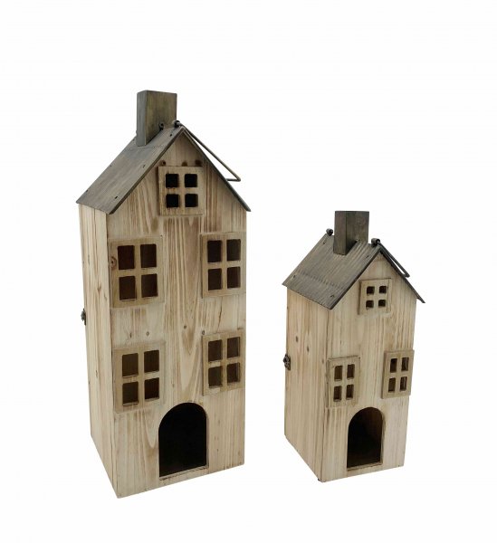 Laterne Haus 43/62 cm 2er Set
