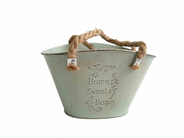 Zinkschale oval Home Sweet Home 21 cm