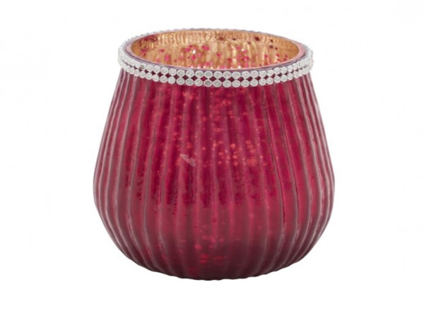 Teelichtglas mit Strass Ø 9 cm