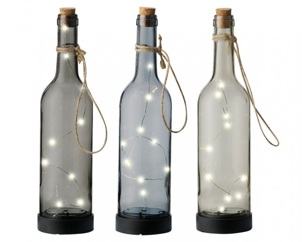 LED Solar Flasche 10 Lichter 3 farbig sortiert 30,5 cm