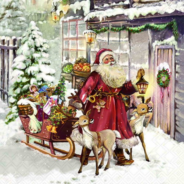 Serviette Weihnachtsbesuch 33 cm VE Set à 20 St