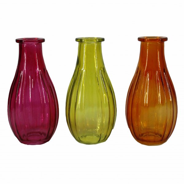 Glasflasche Main 3-farbig sortiert 14 cm