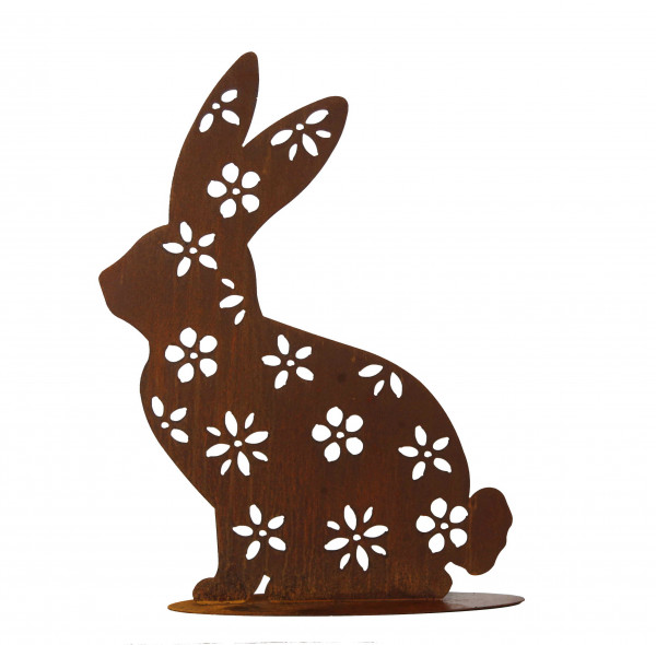 Blumenhase Rost-Design seitlich 76 cm