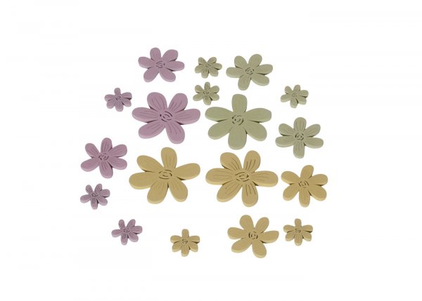 Streusortiment Holzblume 3-farbig sortiert Ø 3 cm VE 18 St