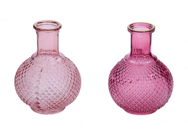 Glasflasche bauchig 2-farbig sortiert 15 cm