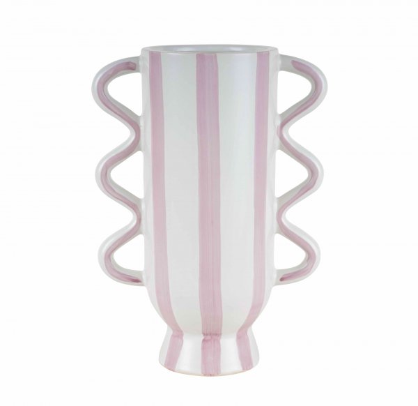 Vase Stripes auf Fuß mit 2 Griffen 21,5 cm