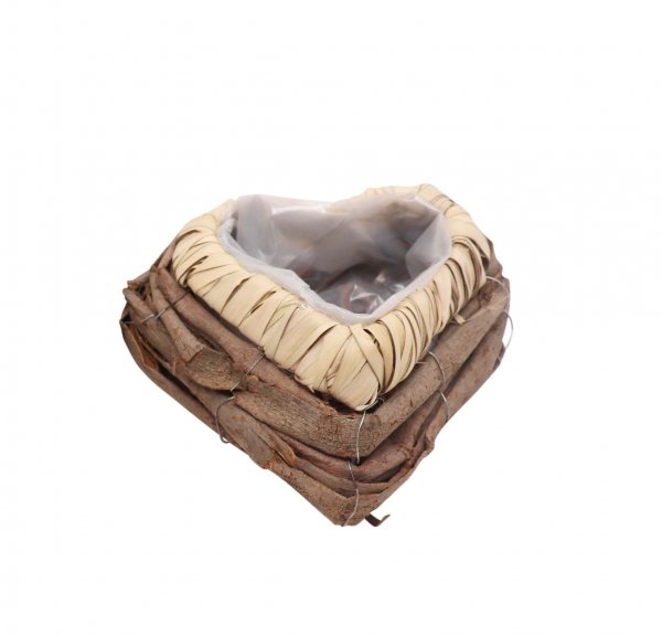 Rattan-Pflanzherz mit Rinde 20 cm