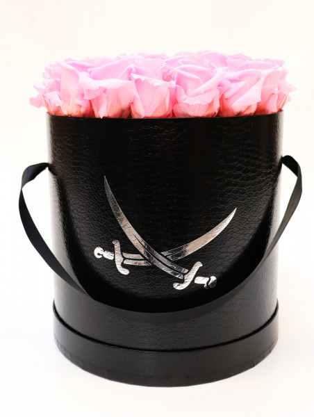 Sansibar Hutachtel Leder schwarz Rose pink Ø25H29cm