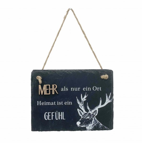 Schieferschild Heimat mit Aufhängung 20 cm