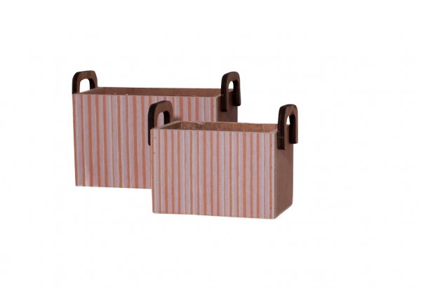 Holz Pflanzkasten mit 2 Griffen 16/19 cm 2er Set