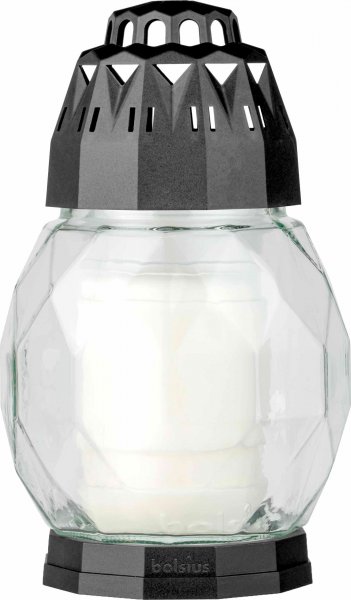 Glas-Grablicht Diamond mit Kerze 18,5 cm VE 6 St