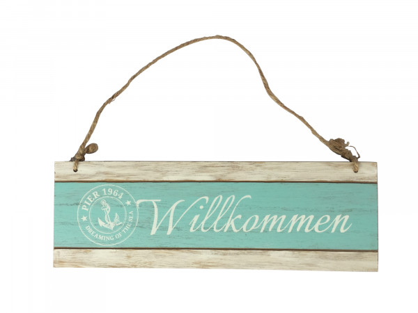 Schild Willkommen Tür L30cm B10cm H1cm