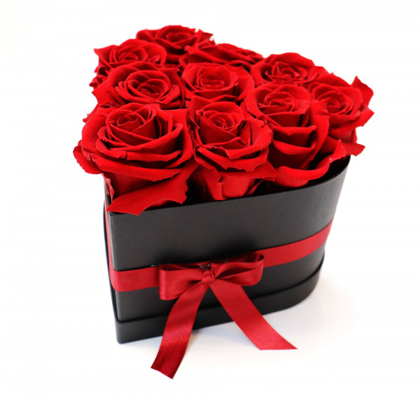 Sansibar Herzbox schwarz Rose rot Ø16cm H14cm