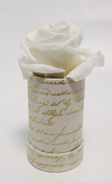 Rosenbox Rund Motiv Schrift gold