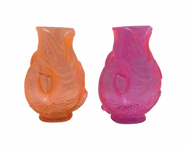 Glasvase Fisch 2-farbig sortiert 19 cm