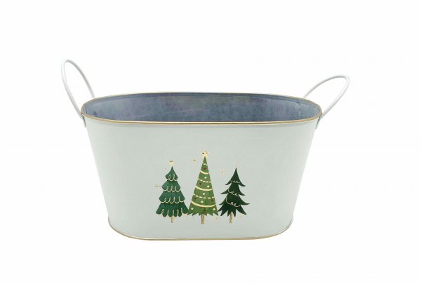 Metall-Jardiniere mit Bäumen 26 cm