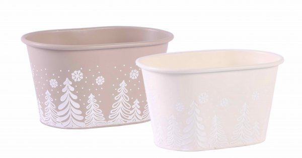Metall-Jardiniere Bäumen 2-farbig sortiert 29,5 cm