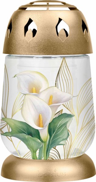 Glas-Grablicht Calla mit Kerz 17 cm