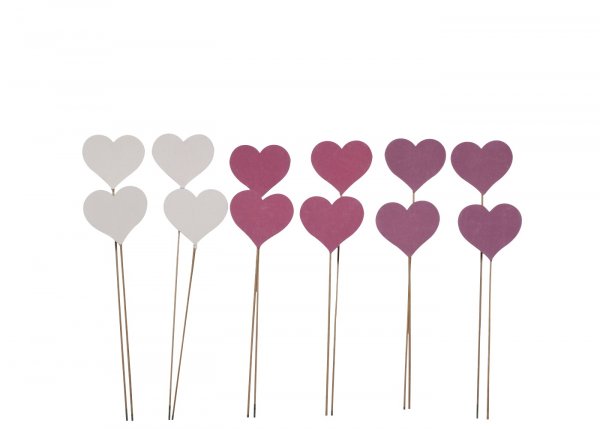 Stecker Holzherz 3-farbig sortiert Ø 6 cm VE 12 St