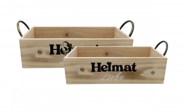 Holzkiste Heimatliebe mit zwei Griffen 41/46 cm 2er Set