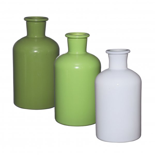 Glasflasche Riga 3-farbig sortiert 12 cm