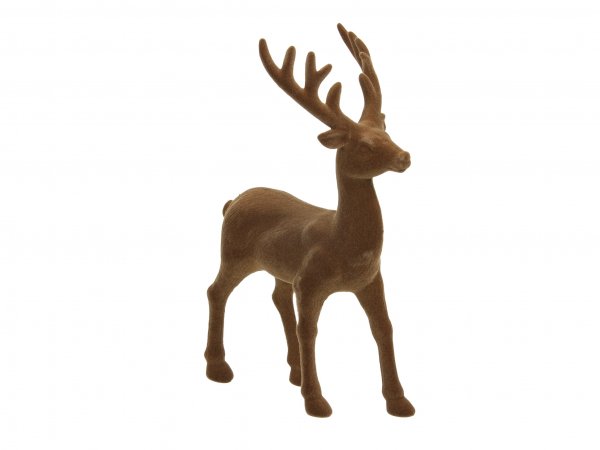 Hirsch stehend beflockt 21 cm