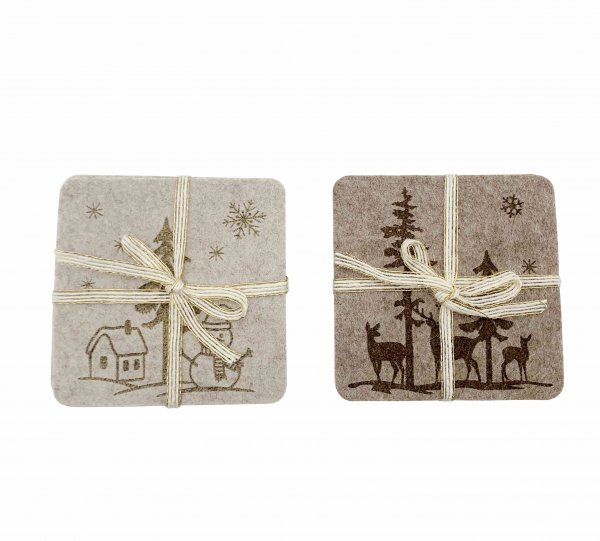 Untersetzer Weihnachten 2-farbig sortiert 10 cm VE 4 St