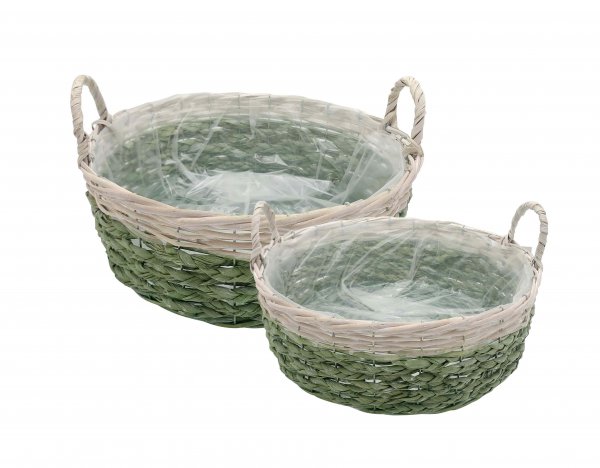 Pflanzkorb rund mit zwei Griffen Ø 40/45 cm 2er Set