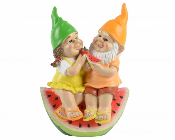 Zwergenpaar auf Melone 28 cm