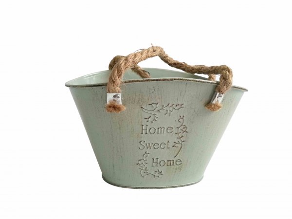 Zinkschale oval Home Sweet Home 25 cm