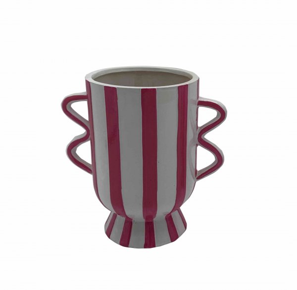 Vase Stripes auf Fuß mit 2 Griffen 19 cm
