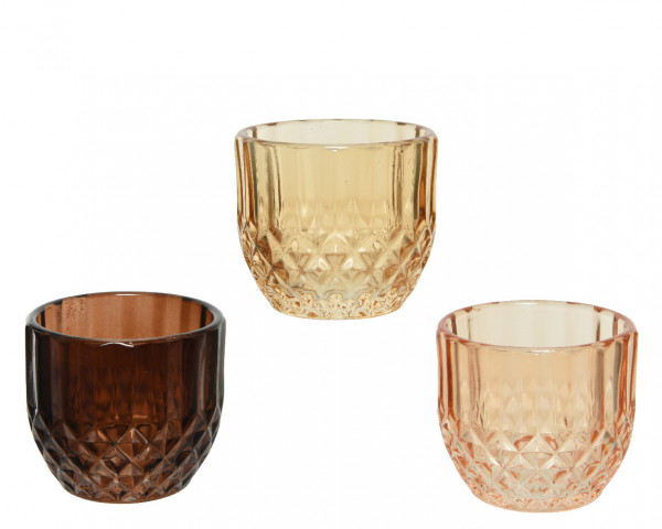 Teelichtglas 3-farbig sortiert Ø 6 cm