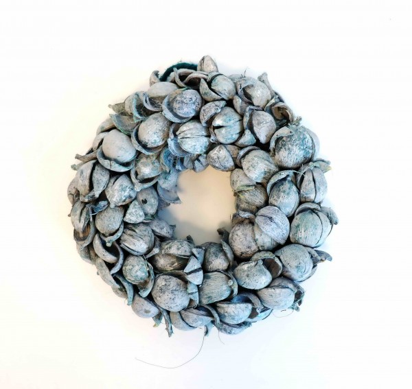 Betelnusskranz blau-washed Ø20cm