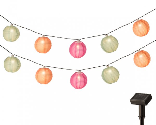 LED Solar Strangbeleutung Lampion 10 Lichter 4,5 m