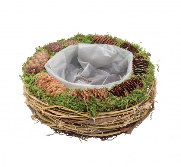 Pflanzkorb rund mit Zapfendekor Ø 26 cm