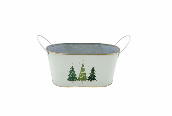 Metall-Jardiniere mit Bäumen 19,5 cm