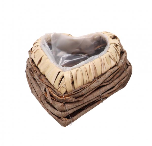 Rattan-Pflanzherz mit Rinde 25 cm