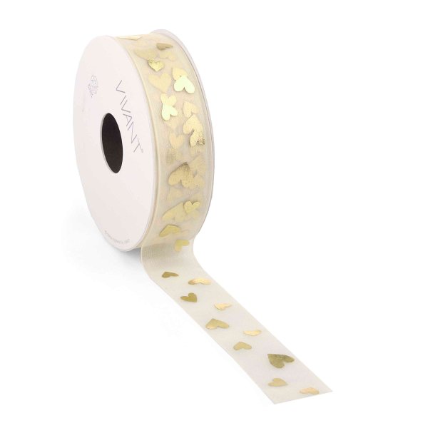 Organzaband Herzen 25 mm