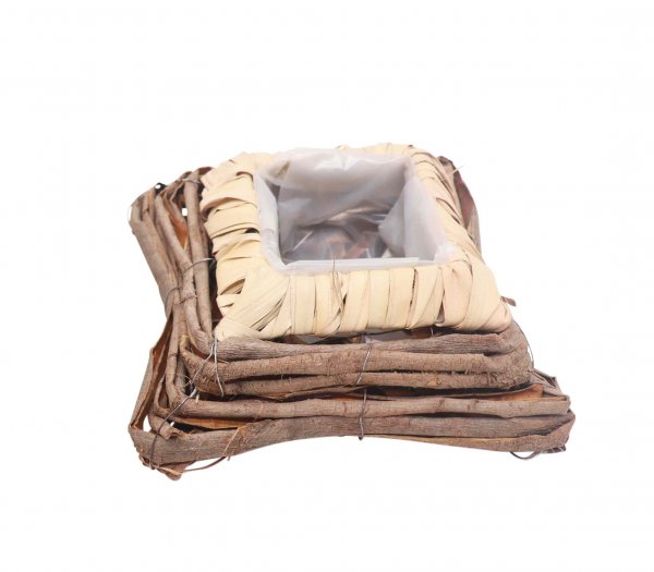 Rattan-Korb quadratisch mit Rinde 20 cm
