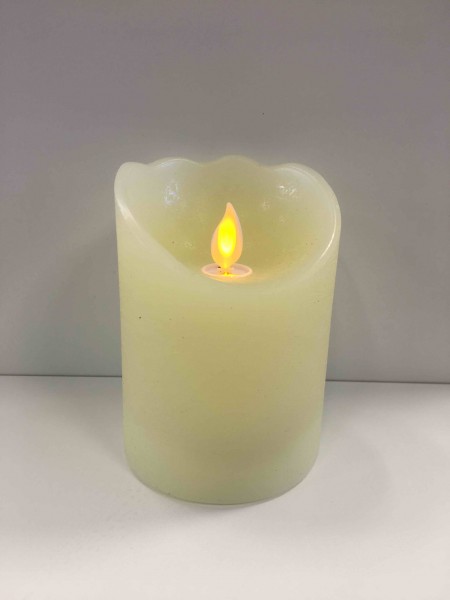 Flackerkerze Batterie / Timer Ø7,5 H10cm creme
