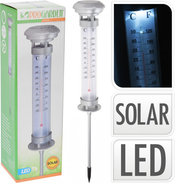 LED Solarlampe mit Thermometer 58 cm