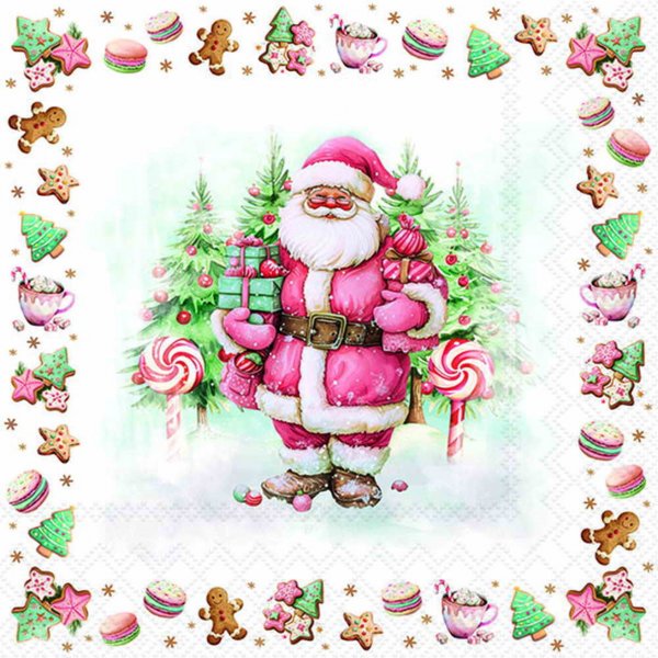 Serviette Santa Sweets 33 cm VE Set à 20 St