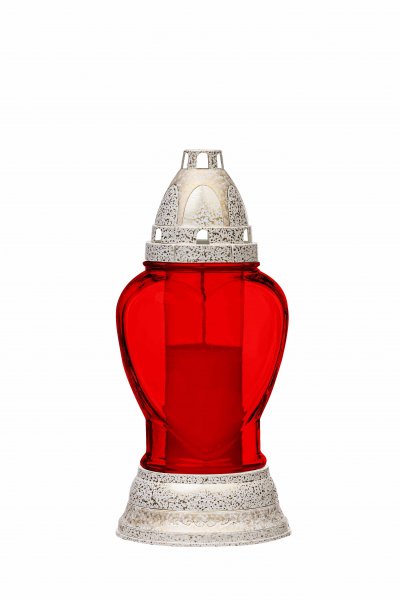 Glas-Grablicht Herz mit Kerze 24 cm VE 8 St