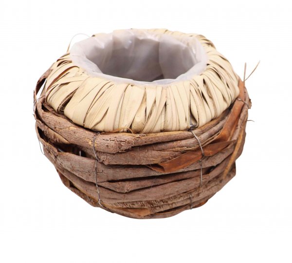 Rattan-Kugelkorb mit Rinde Ø 20 cm