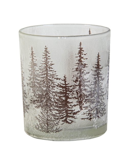Windlicht mit Tannenbäumen 10 cm