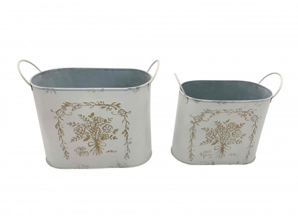 Metalljardiniere Rose mit Griffen 20/24 cm 2er Set