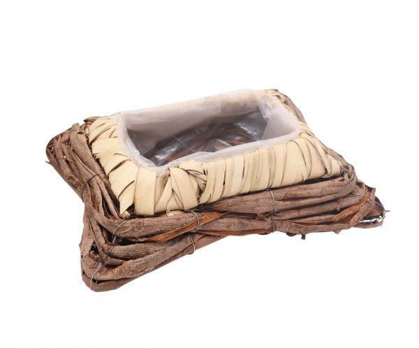 Rattan-Korb quadratisch mit Rinde 25 cm